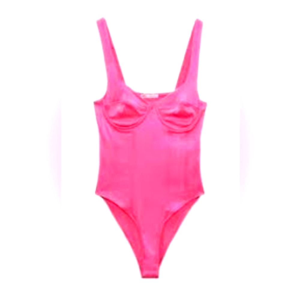 Zara Pink Satin Bodysuit